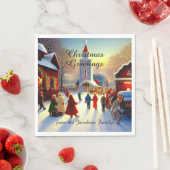 Kerstgroeten Mensen die naar de kerk gaan Servet (Insitu)