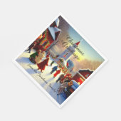 Kerstgroeten Mensen die naar de kerk gaan Servet (Hoek)