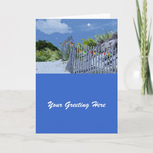 kerstgroeten met Beach Fence en Dunes Feestdagen Kaart (Voorkant)