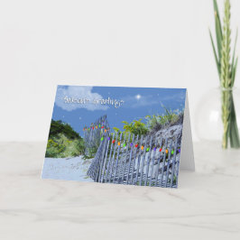kerstgroeten met Beach Fence en Dunes Feestdagen Kaart