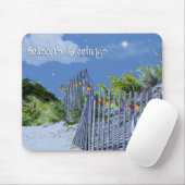 kerstgroeten met Beach Fence en Dunes Muismat (Met muis)