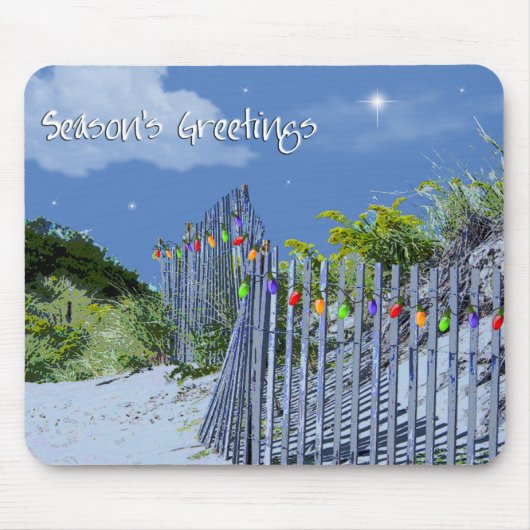kerstgroeten met Beach Fence en Dunes Muismat (Voorkant)