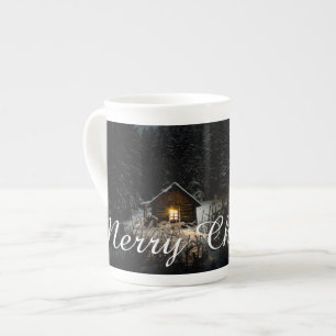 Kerstgroeten met Heksenhuis Porselein Kop