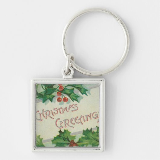 Kerstgroeten met Holly Sleutelhanger (Voorkant)