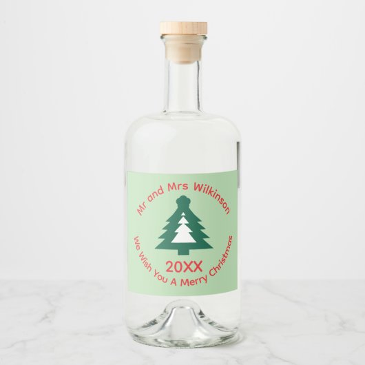 Kerstgroeten met Namen Likeurfles Etiket (Voorkant)