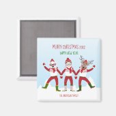 Kerstgroeten met Santa en Friends Magnet (Voorkant / Achterkant)