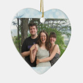 Kerstgroeten met uw blauwe fotoboom keramisch ornament (Rechts)