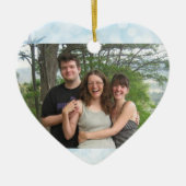 Kerstgroeten met uw blauwe fotoboom keramisch ornament (Voorkant)