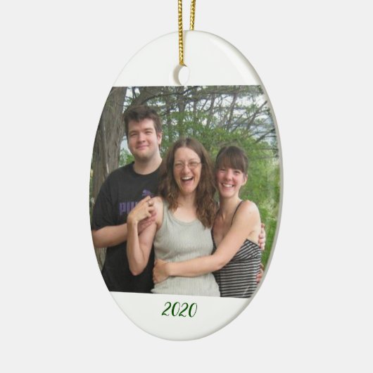 kerstgroeten met uw foto op maat keramisch ornament (Links)