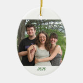 kerstgroeten met uw foto op maat keramisch ornament (Voorkant)
