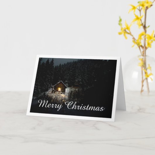 Kerstgroeten met Witch House Kaart (Gele Bloem)