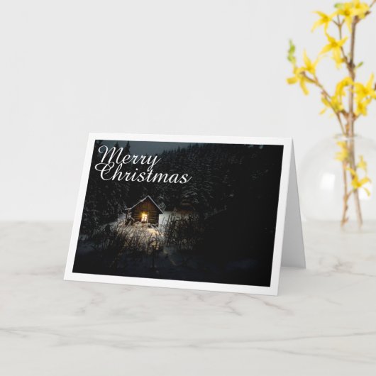 Kerstgroeten met Witch House Kaart (Gele Bloem)