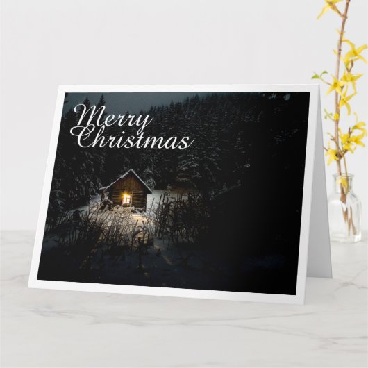 Kerstgroeten met Witch House Kaart (Gele Bloem)