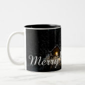 Kerstgroeten met Witch House Tweekleurige Koffiemok (Links)