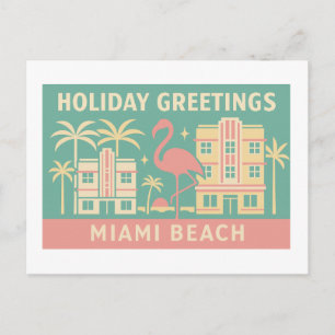 Kerstgroeten Miami Beach Art Deco Ansichtkaart Briefkaart