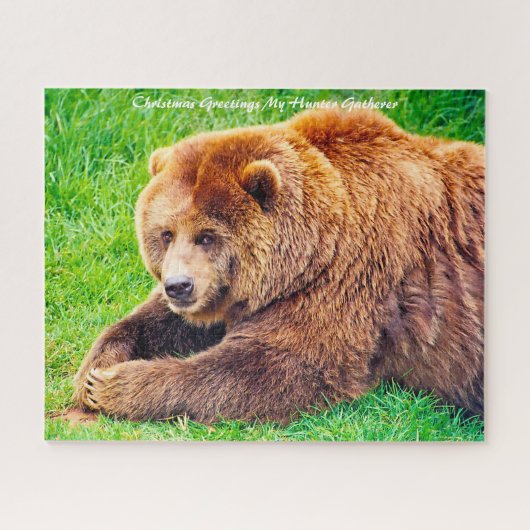 Kerstgroeten Mijn Hunter Gatherer Jigzaag Puzz Legpuzzel (Horizontaal)