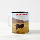 Kerstgroeten, mijn Hunter Gatherer Tweekleurige Koffiemok (Voorkant links)