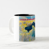 Kerstgroeten, mijn Hunter Gatherer Tweekleurige Koffiemok (Voorkant links)