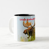 Kerstgroeten, mijn Hunter Gatherer Tweekleurige Koffiemok (Voorkant links)