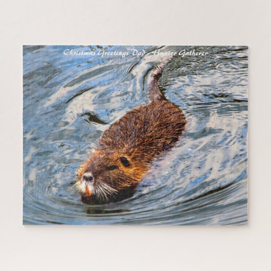 Kerstgroeten, mijn jager Gatherer Legpuzzel (Horizontaal)