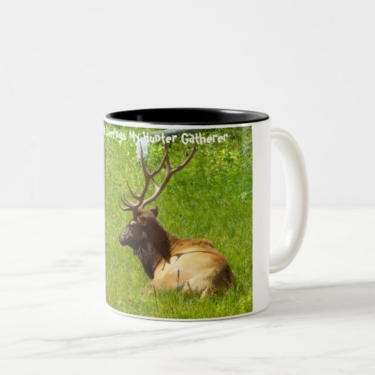 Kerstgroeten, mijn jager Gatherer Tweekleurige Koffiemok (Voorkant rechts)