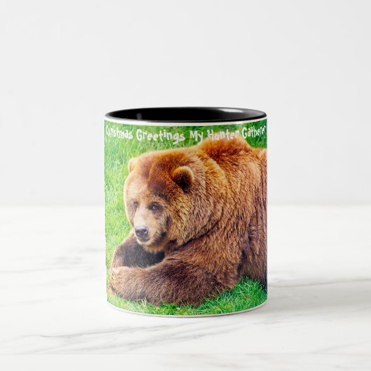 Kerstgroeten, mijn jager Gatherer Tweekleurige Koffiemok (Center)