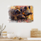 Kerstgroeten Mijn oude Boar Poster (Keuken)
