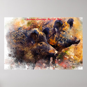 Kerstgroeten Mijn oude Boar Poster