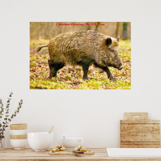 Kerstgroeten Mijn oude Boar Poster (Keuken)