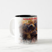 Kerstgroeten Mijn oude Boar Tweekleurige Koffiemok (Voorkant links)