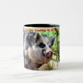 Kerstgroeten Mijn oude Boar Tweekleurige Koffiemok (Center)