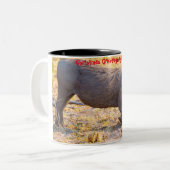 Kerstgroeten Mijn oude Boar Tweekleurige Koffiemok (Voorkant links)