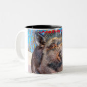 Kerstgroeten Mijn oude Boar Tweekleurige Koffiemok (Voorkant links)