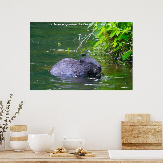 Kerstgroeten, mijn rivierrat poster (Keuken)