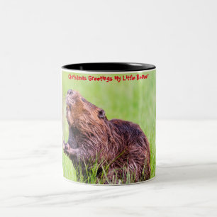 Kerstgroeten M'n Kleine Bever Tweekleurige Koffiemok