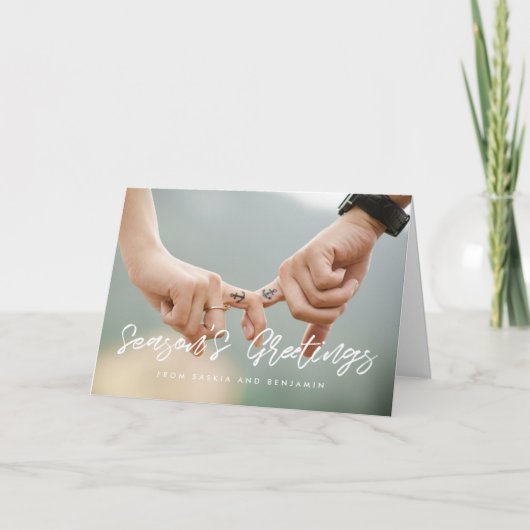 Kerstgroeten moderne witte lettertype feestdagen kaart (Voorkant)