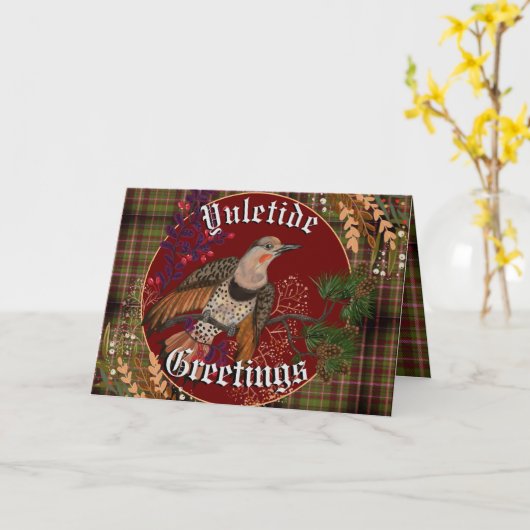 Kerstgroeten Noordelijke Flicker Kaart (Gele Bloem)