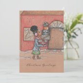 Kerstgroeten Nostalgische Flat Holiday Kaart (Staand voorkant)