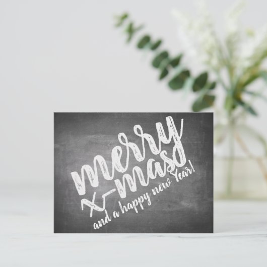 Kerstgroeten op het schoolbord feestdagenkaart (Staand voorkant)