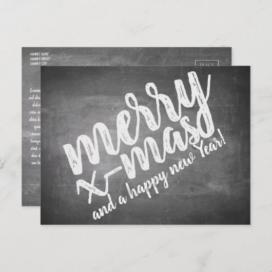 Kerstgroeten op het schoolbord feestdagenkaart (Voorkant / Achterkant)