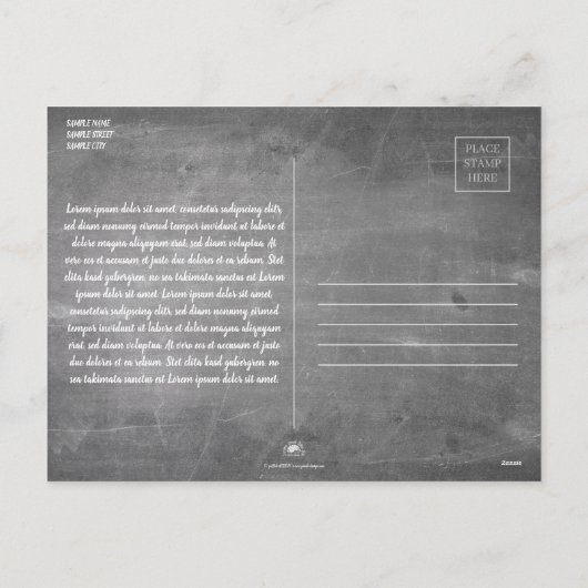 Kerstgroeten op het schoolbord feestdagenkaart (Achterkant)