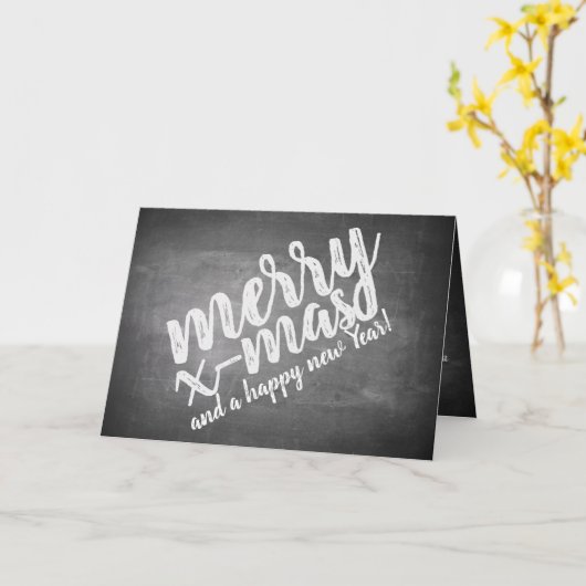 Kerstgroeten op het schoolbord kaart (Gele Bloem)