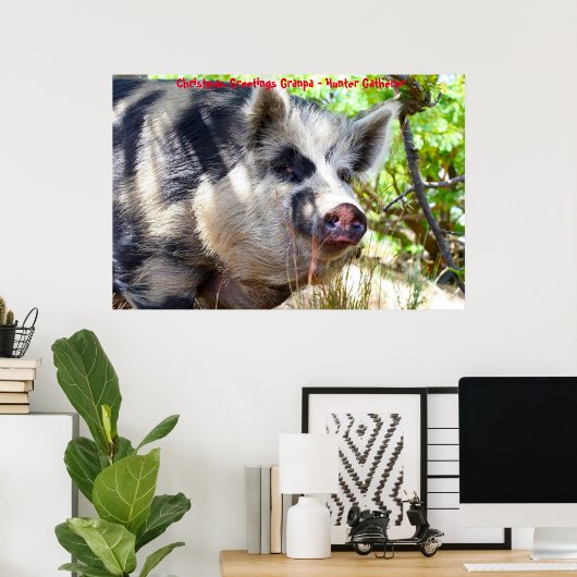 Kerstgroeten opa Hunter Gatherer Poster (Thuiskantoor)