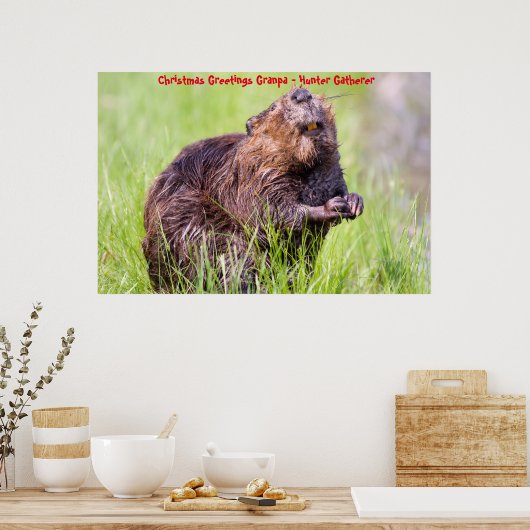 Kerstgroeten opa Hunter Gatherer Poster (Keuken)