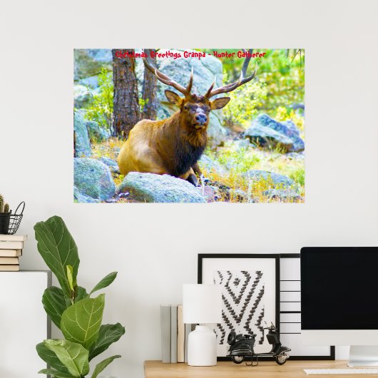 Kerstgroeten opa Hunter Gatherer Poster (Thuiskantoor)