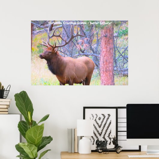 Kerstgroeten opa Hunter Gatherer Poster (Thuiskantoor)