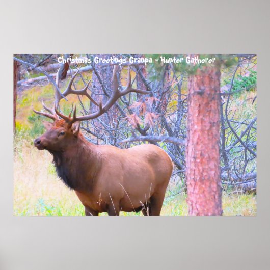 Kerstgroeten opa Hunter Gatherer Poster (Voorkant)
