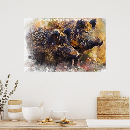 Kerstgroeten opa Hunter Gatherer Poster (Keuken)