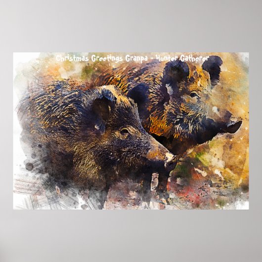 Kerstgroeten opa Hunter Gatherer Poster (Voorkant)