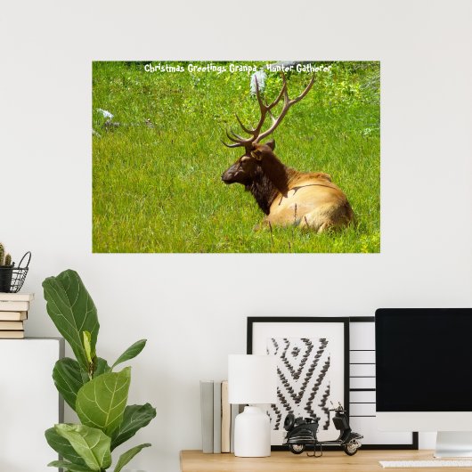 Kerstgroeten opa Hunter Gatherer Poster (Thuiskantoor)